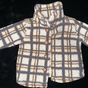 Cozy Plaid Kids Shacket - Gray and Brown